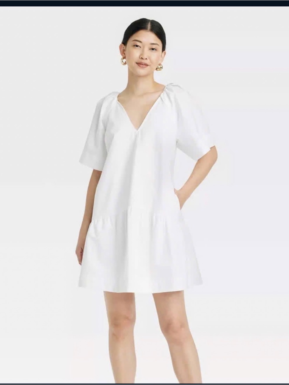A New Day Flutter Short Sleeve Mini Poplin Dress Size Small